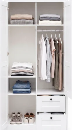 OTTO home Kleiderschrank »Büsum Schlafzimmer Schrank mit 2 Türen und Spiegel« Schlafzimmerschrank Landhaus Design Garderobe Schrank Bestseller