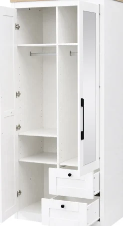 OTTO home Kleiderschrank »Büsum Schlafzimmer Schrank mit 2 Türen und Spiegel« Schlafzimmerschrank Landhaus Design Garderobe Schrank Bestseller