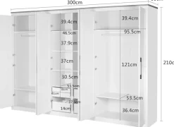 OTTO home Kleiderschrank »Büsum Schlafzimmer Schrank mit 6 Türen« stabile robuste Bauweise mit optimaler Aufteilung- Breite 3m,Schlafzimmerschrank Landhaus Design Garderobe Schrank Bestseller