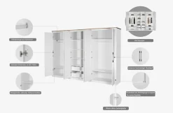 OTTO home Kleiderschrank »Büsum Schlafzimmer Schrank mit 6 Türen« stabile robuste Bauweise mit optimaler Aufteilung- Breite 3m,Schlafzimmerschrank Landhaus Design Garderobe Schrank Bestseller