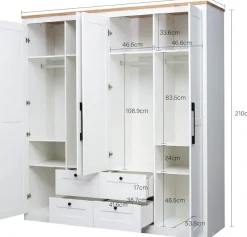OTTO home Kleiderschrank »Büsum Schlafzimmer Schrank mit 4 Türen und Spiegel« Schlafzimmerschrank Landhaus Design Garderobe Schrank Bestseller