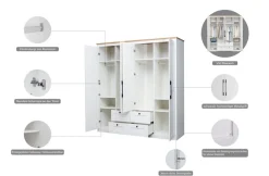 OTTO home Kleiderschrank »Büsum Schlafzimmer Schrank mit 4 Türen und Spiegel« Schlafzimmerschrank Landhaus Design Garderobe Schrank Bestseller