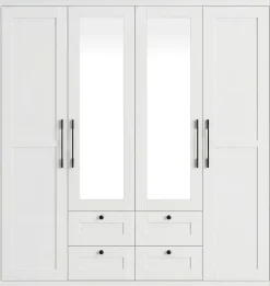 OTTO home Kleiderschrank »Büsum Schlafzimmer Schrank mit 4 Türen und Spiegel« Schlafzimmerschrank Landhaus Design Garderobe Schrank Bestseller