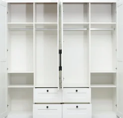 OTTO home Kleiderschrank »Büsum Schlafzimmer Schrank mit 4 Türen und Spiegel« Schlafzimmerschrank Landhaus Design Garderobe Schrank Bestseller