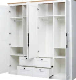 OTTO home Kleiderschrank »Büsum Schlafzimmer Schrank mit 4 Türen und Spiegel« Schlafzimmerschrank Landhaus Design Garderobe Schrank Bestseller