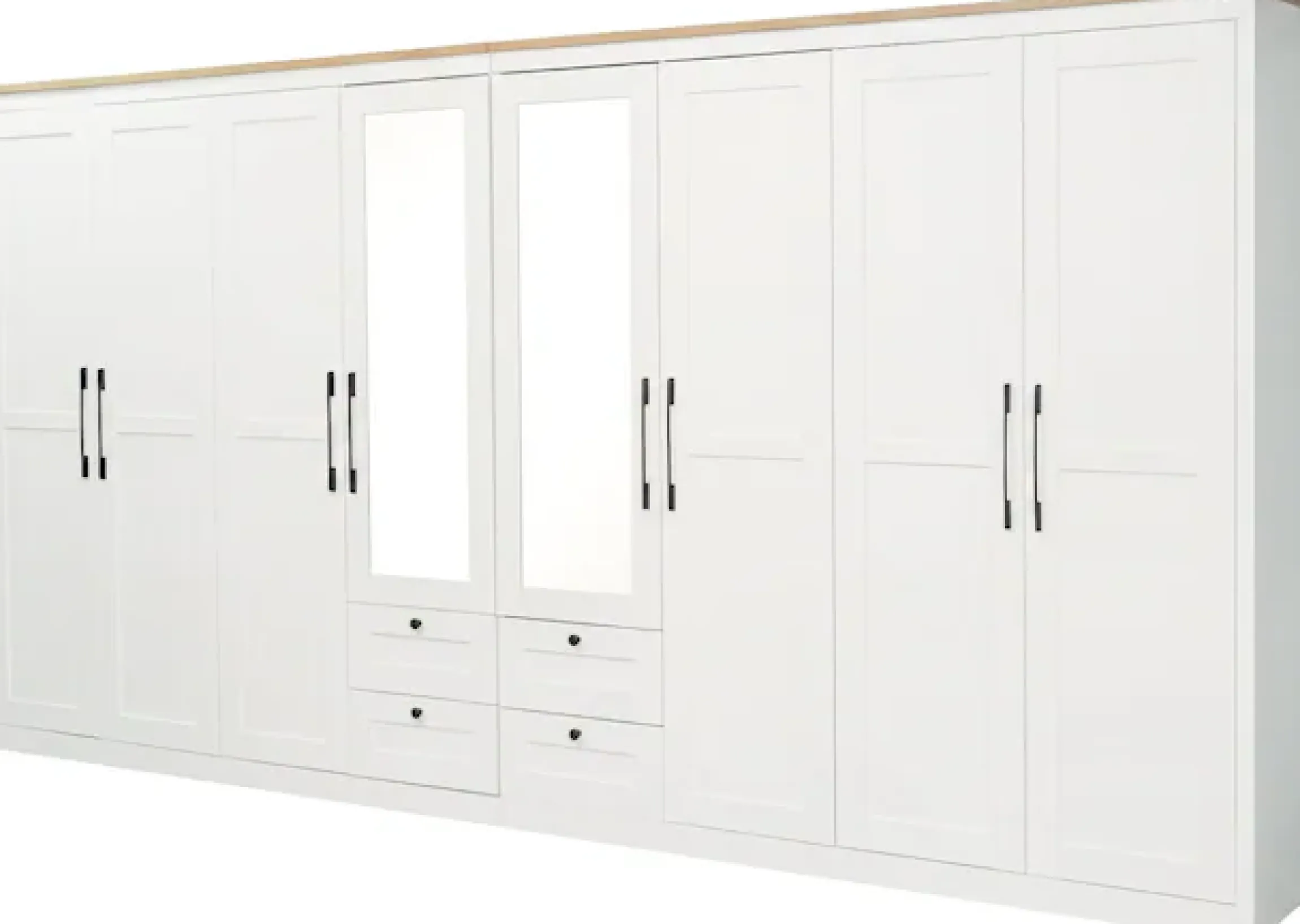 OTTO home Kleiderschrank »Büsum Schlafzimmer Schrank mit 8 Türen und Spiegel« Schlafzimmerschrank Landhaus Design Garderobe Schrank Bestseller