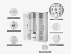 OTTO home Kleiderschrank »Büsum Schlafzimmer Schrank« stabile robuste Bauweise mit optimaler Aufteilung,Schlafzimmerschrank Landhaus Design Garderobe Schrank Bestseller