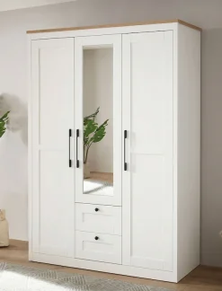 OTTO home Kleiderschrank »Büsum Schlafzimmer Schrank mit 3 Türen und Spiegel« Schlafzimmerschrank Landhaus Design Garderobe Schrank Bestseller