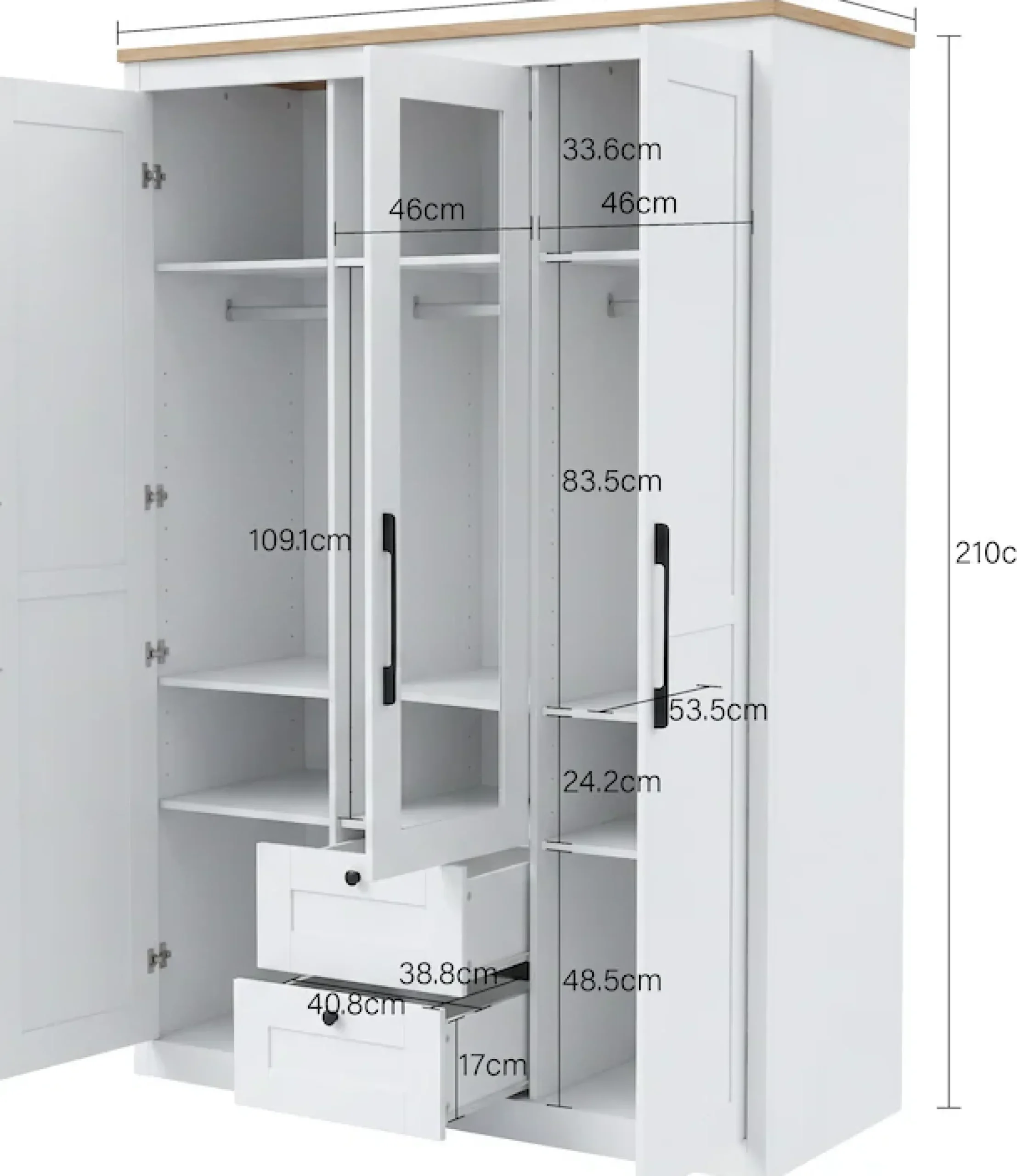 OTTO home Kleiderschrank »Büsum Schlafzimmer Schrank mit 3 Türen und Spiegel« Schlafzimmerschrank Landhaus Design Garderobe Schrank Bestseller