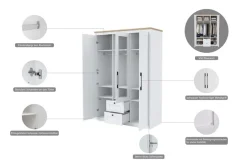 OTTO home Kleiderschrank »Büsum Schlafzimmer Schrank mit 3 Türen und Spiegel« Schlafzimmerschrank Landhaus Design Garderobe Schrank Bestseller