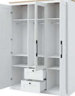 OTTO home Kleiderschrank »Büsum Schlafzimmer Schrank mit 3 Türen und Spiegel« Schlafzimmerschrank Landhaus Design Garderobe Schrank Bestseller
