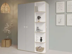 OTTO home Kleiderschrank »ELLEETE geräumiger Schrank mit Regalfächern und Kleiderstangen« Garderobe mit 3 Drehtüren und 5 offene Fächer,