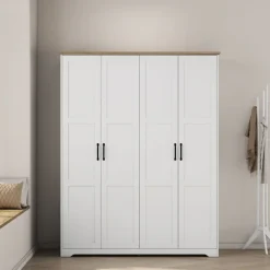 OTTO home Kleiderschrank »Emmilia Schrank Schlafzimmerschrank im Landhaus Design« Mit vielen Einlegeböden und Softclose Türen,Landhaus Schrank mit4 Türen Breite 151,1cm Höhe 2m