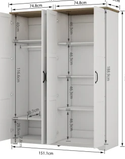OTTO home Kleiderschrank »Emmilia Schrank Schlafzimmerschrank im Landhaus Design« Mit vielen Einlegeböden und Softclose Türen,Landhaus Schrank mit4 Türen Breite 151,1cm Höhe 2m