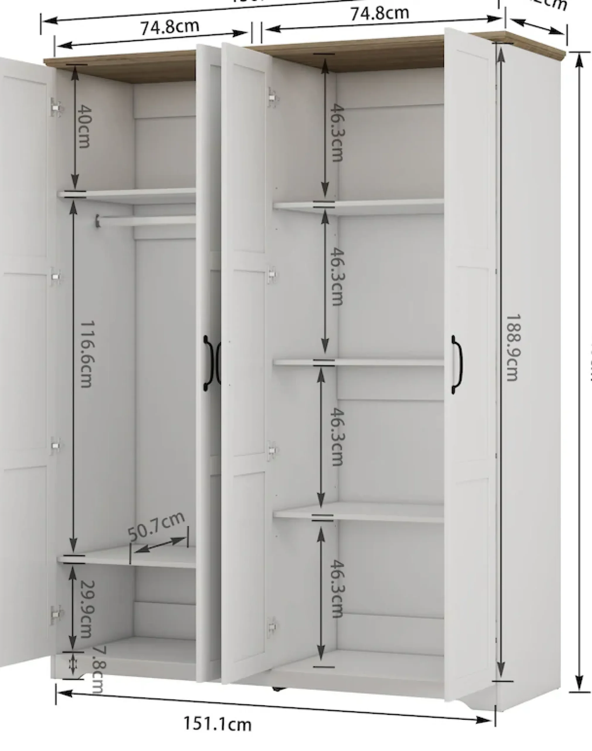 OTTO home Kleiderschrank »Emmilia Schrank Schlafzimmerschrank im Landhaus Design« Mit vielen Einlegeböden und Softclose Türen,Landhaus Schrank mit4 Türen Breite 151,1cm Höhe 2m