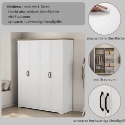 OTTO home Kleiderschrank »Emmilia Schrank Schlafzimmerschrank im Landhaus Design« Mit vielen Einlegeböden und Softclose Türen,Landhaus Schrank mit4 Türen Breite 151,1cm Höhe 2m