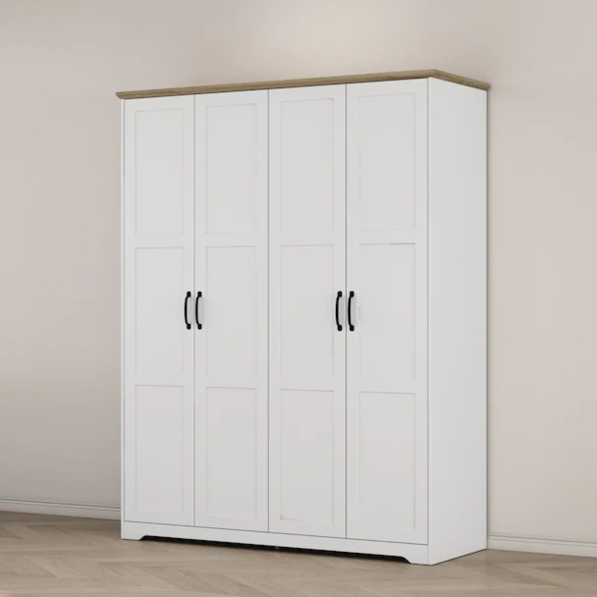 OTTO home Kleiderschrank »Emmilia Schrank Schlafzimmerschrank im Landhaus Design« Mit vielen Einlegeböden und Softclose Türen,Landhaus Schrank mit4 Türen Breite 151,1cm Höhe 2m