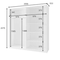 OTTO home Kleiderschrank »Fresnooo Wäscheschrank mit 5 Einlegeböden und Kleiderstange« Garderobe mit 2 Schwebetüren, B/H/T 200/207/62 cm