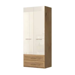 OTTO home Kleiderschrank »Gala, beige hochglänzend UV lackiert, kratzfest, FSC-zertifiziert« abgerundete Schubladen aus MDF im Holzdekor, soft-close,hoher Schrank (224cm), in den Breiten 92 und 137cm, Made in Europe