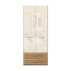 OTTO home Kleiderschrank »Gala, beige hochglänzend UV lackiert, kratzfest, FSC-zertifiziert« abgerundete Schubladen aus MDF im Holzdekor, soft-close,hoher Schrank (224cm), in den Breiten 92 und 137cm, Made in Europe