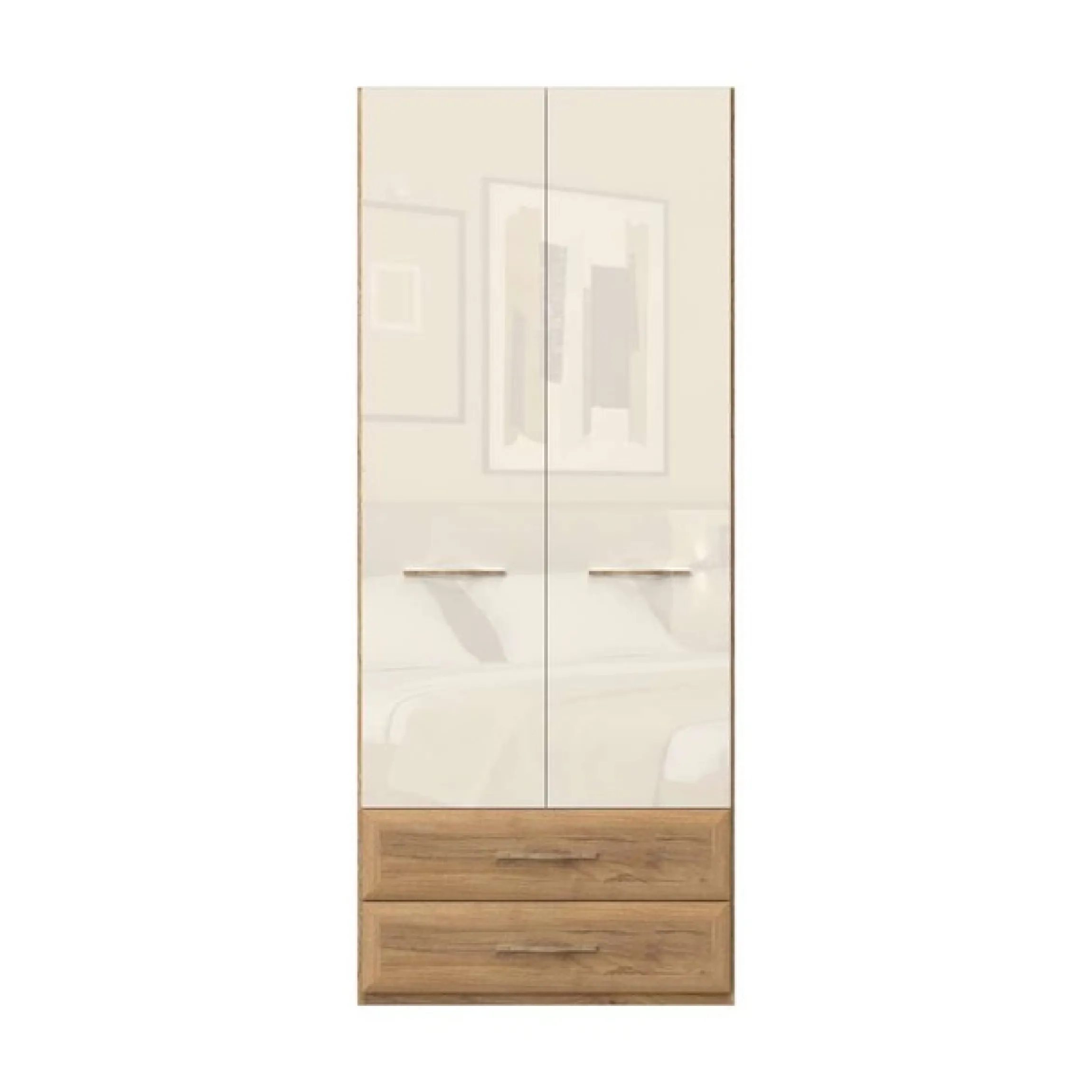 OTTO home Kleiderschrank »Gala, beige hochglänzend UV lackiert, kratzfest, FSC-zertifiziert« abgerundete Schubladen aus MDF im Holzdekor, soft-close,hoher Schrank (224cm), in den Breiten 92 und 137cm, Made in Europe