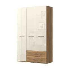 OTTO home Kleiderschrank »Gala, beige hochglänzend UV lackiert, kratzfest, FSC-zertifiziert« abgerundete Schubladen aus MDF im Holzdekor, soft-close,hoher Schrank (224cm), wahlweise in 3 Breiten, Made in Europe
