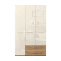 OTTO home Kleiderschrank »Gala, beige hochglänzend UV lackiert, kratzfest, FSC-zertifiziert« abgerundete Schubladen aus MDF im Holzdekor, soft-close,hoher Schrank (224cm), wahlweise in 3 Breiten, Made in Europe