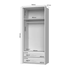 OTTO home Kleiderschrank »Gala, beige hochglänzend UV lackiert, kratzfest, FSC-zertifiziert« abgerundete Schubladen aus MDF im Holzdekor, soft-close,mit Beleuchtung und Passpartourahmen, hoher Schrank (224cm), 2 Breiten