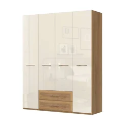 OTTO home Kleiderschrank »Gala, beige hochglänzend UV lackiert, kratzfest, FSC-zertifiziert« abgerundete Schubladen aus MDF im Holzdekor, soft-close,hoher Schrank (224cm), wahlweise in 4 Breiten, Made in Europe