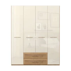OTTO home Kleiderschrank »Gala, beige hochglänzend UV lackiert, kratzfest, FSC-zertifiziert« abgerundete Schubladen aus MDF im Holzdekor, soft-close,hoher Schrank (224cm), wahlweise in 4 Breiten, Made in Europe