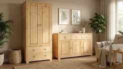 OTTO home Kleiderschrank »Gotland; Wäscheschrank, Mehrzweckschrank mit Schubladen, Landhausstil« B/H/T ca: 80cmx178cmx40cm,massive Kiefer, FSC® zertifiziert, langlebige Qualität trifft Stil