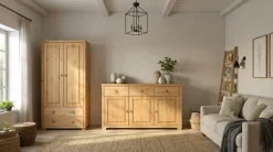 OTTO home Kleiderschrank »Gotland; Wäscheschrank, Mehrzweckschrank mit Schubladen, Landhausstil« B/H/T ca: 80cmx178cmx40cm,massive Kiefer, FSC® zertifiziert, langlebige Qualität trifft Stil