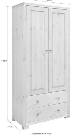 OTTO home Kleiderschrank »Gotland; Wäscheschrank, Mehrzweckschrank mit Schubladen, Landhausstil« B/H/T ca: 80cmx178cmx40cm,massive Kiefer, FSC® zertifiziert, langlebige Qualität trifft Stil