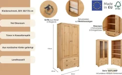 OTTO home Kleiderschrank »Gotland; Wäscheschrank, Mehrzweckschrank mit Schubladen, Landhausstil« B/H/T ca: 80cmx178cmx40cm,massive Kiefer, FSC® zertifiziert, langlebige Qualität trifft Stil