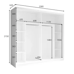 OTTO home Kleiderschrank »Greti Garderobe mit 2 Schiebetüren, Spiegel, Maße B/T/H: 180/59/209 cm« 2-türiger Kleiderschrank mit Spiegeln, Einlegeböden und Kleiderstangen