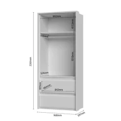 OTTO home Kleiderschrank »Invictus, UV lackiert, FSC-zertifiziert, grifflose Optik« abgerundete Schubladen aus MDF im Holzdekor, soft-close,mit Beleuchtung, Türen komplett verspiegelt, hoher Schrank (226cm)