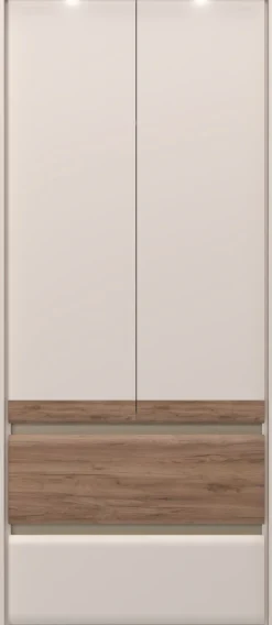 OTTO home Kleiderschrank »Invictus, UV lackiert, kratzfest, FSC-zertifiziert, grifflose Optik« abgerundete Schubladen aus MDF im Holzdekor, soft-close,mit Beleuchtung und Passpartourahmen, hoher Schrank (226cm), 6 Breiten