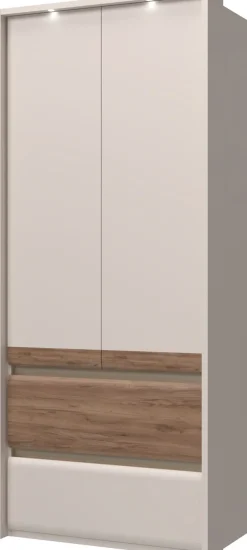 OTTO home Kleiderschrank »Invictus, UV lackiert, kratzfest, FSC-zertifiziert, grifflose Optik« abgerundete Schubladen aus MDF im Holzdekor, soft-close,mit Beleuchtung und Passpartourahmen, hoher Schrank (226cm), 6 Breiten