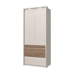 OTTO home Kleiderschrank »Invictus, UV lackiert, kratzfest, FSC-zertifiziert, grifflose Optik« abgerundete Schubladen aus MDF im Holzdekor, soft-close,mit Beleuchtung und Passpartourahmen, hoher Schrank (226cm), 6 Breiten