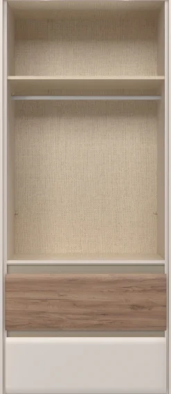 OTTO home Kleiderschrank »Invictus, UV lackiert, kratzfest, FSC-zertifiziert, grifflose Optik« abgerundete Schubladen aus MDF im Holzdekor, soft-close,mit Beleuchtung und Passpartourahmen, hoher Schrank (226cm), 6 Breiten
