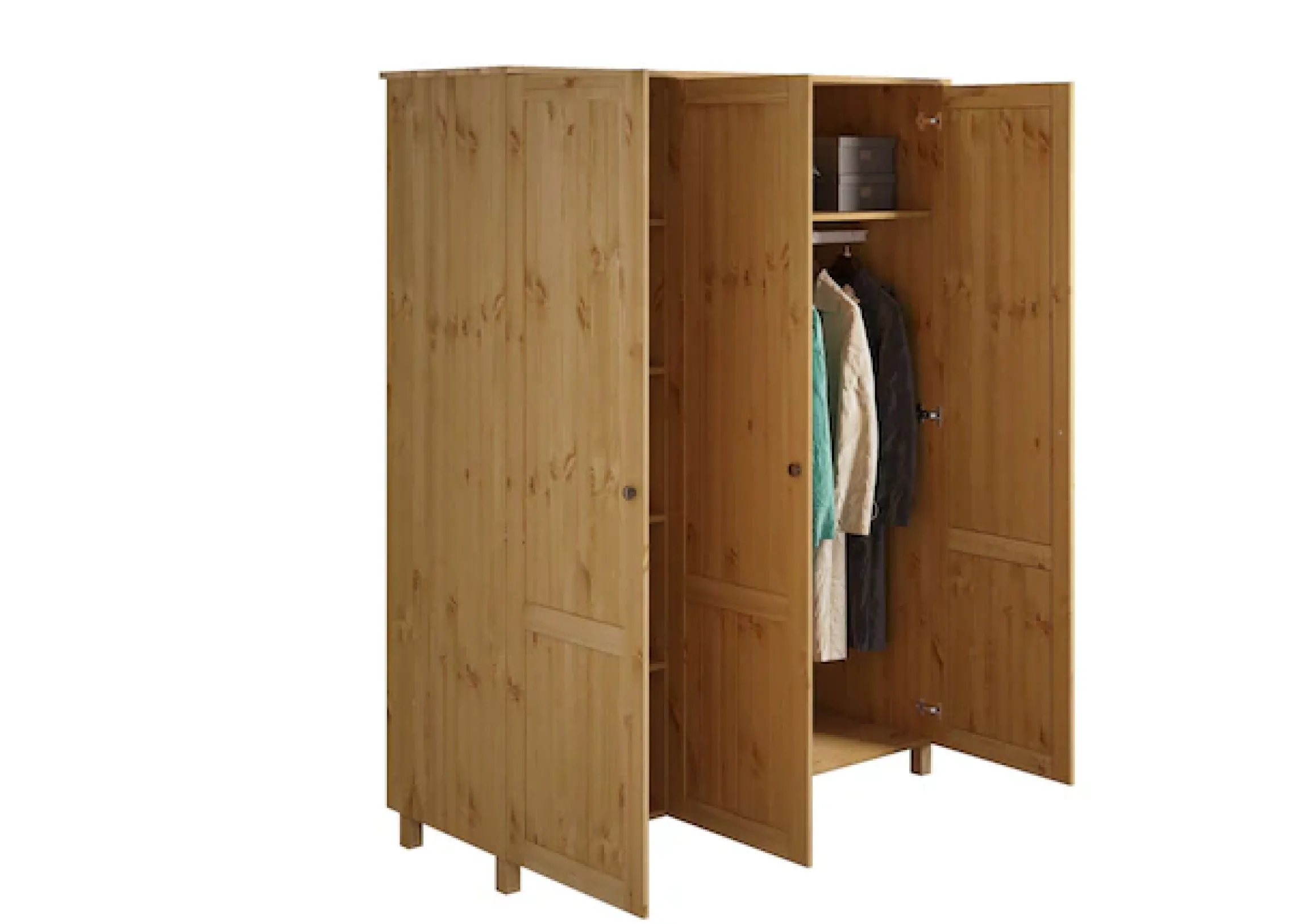 OTTO home Kleiderschrank »Juventus, Drehtürenschrank, Schrank« mit 3 Türen, 143 cm breit, aus massiver Kiefer, FSC®-zertifiziert