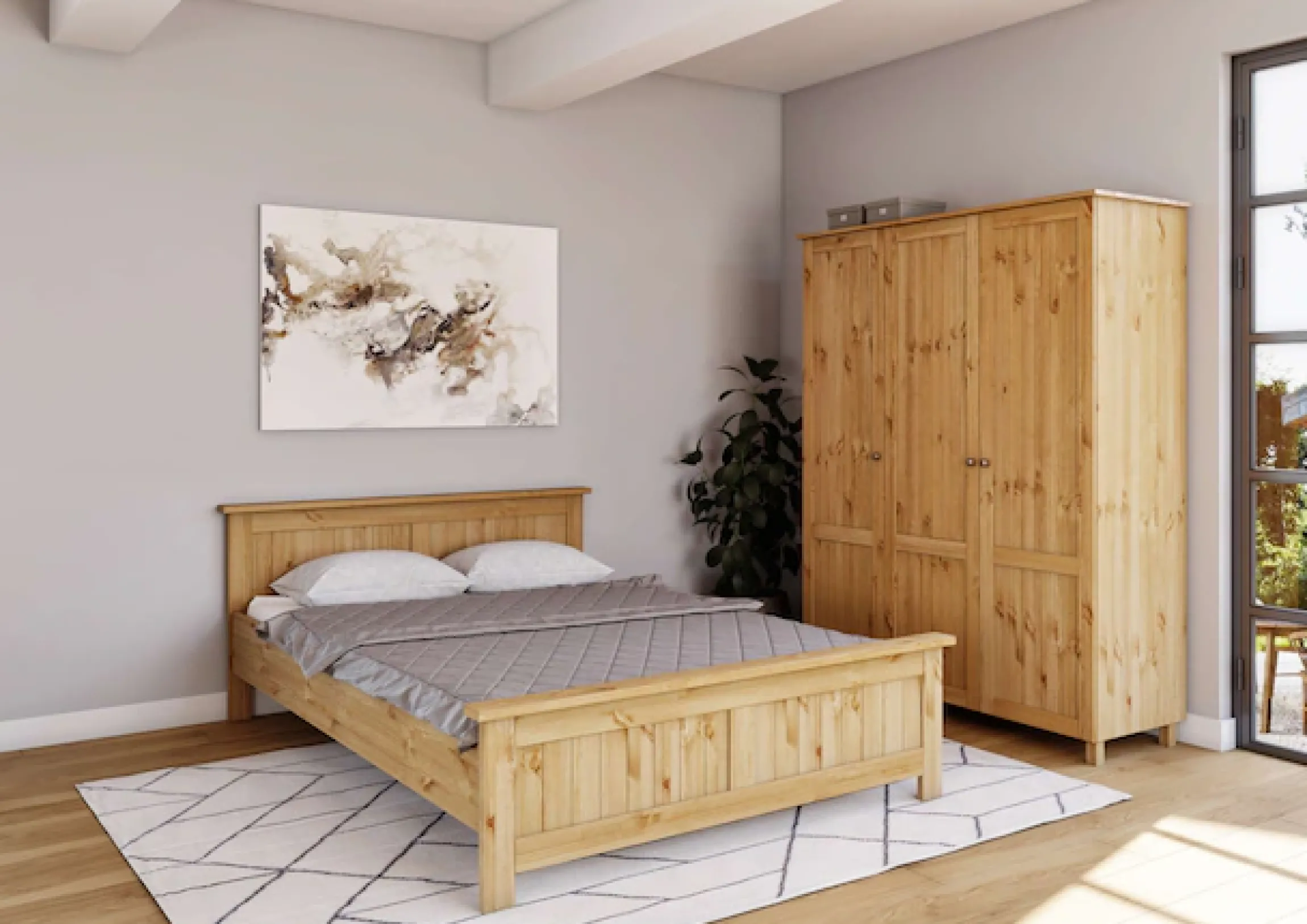 OTTO home Kleiderschrank »Juventus, Drehtürenschrank, Schrank« mit 3 Türen, 143 cm breit, aus massiver Kiefer, FSC®-zertifiziert