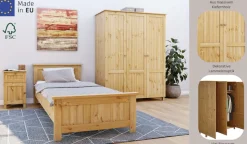 OTTO home Kleiderschrank »Juventus, Drehtürenschrank, Schrank« mit 3 Türen, 143 cm breit, aus massiver Kiefer, FSC®-zertifiziert