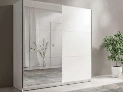OTTO home Kleiderschrank »Kleiderschrank Fresnooo mit 5 Einlegeböden, Spiegel und Kleiderstange« Garderobe mit 2 Schwebetüren, B/H/T 200/207/62 cm