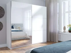 OTTO home Kleiderschrank »Kleiderschrank Fresnooo mit 5 Einlegeböden, Spiegel und Kleiderstange« Garderobe mit 2 Schwebetüren, B/H/T 200/207/62 cm