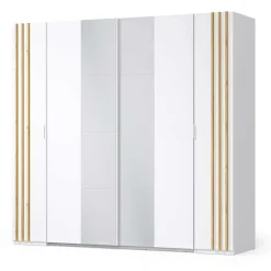 OTTO home Kleiderschrank »Kleiderschrank Caleera mit Spiegel, 10 Einlegeböden und Kleiderstange« Garderobe mit 2 Schwebetüren und 2 Drehtüren, BxHxT 219,6x207,5x62 cm