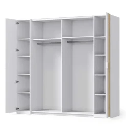 OTTO home Kleiderschrank »Kleiderschrank Caleera mit Spiegel, 10 Einlegeböden und Kleiderstange« Garderobe mit 2 Schwebetüren und 2 Drehtüren, BxHxT 219,6x207,5x62 cm