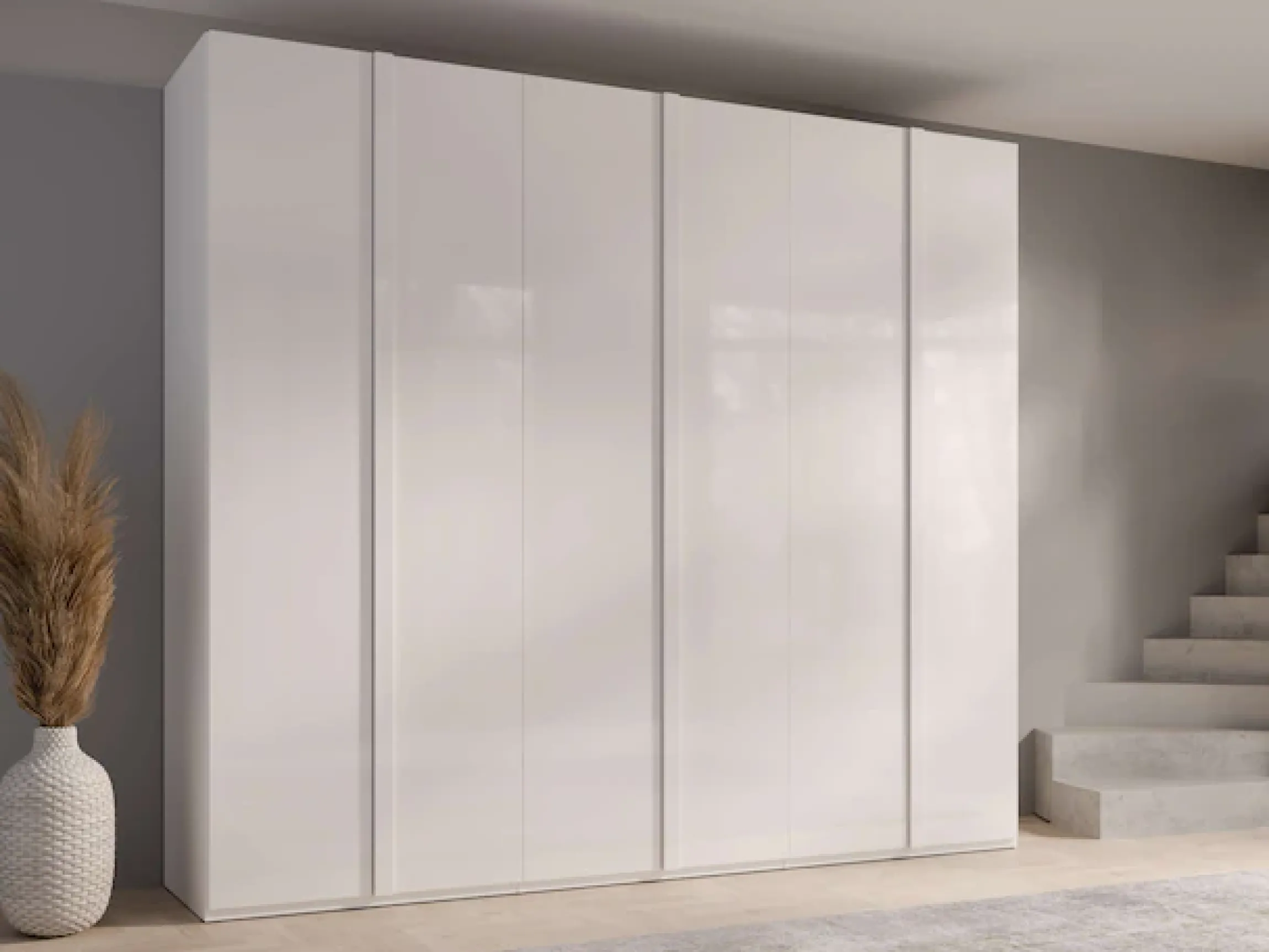 OTTO home Kleiderschrank »Kleiderschrank Maalissa mit Regalen und Kleiderstangen« Garderobe mit 6 Hochglanz-Drehtüren, BxTxH 270x59x237 cm