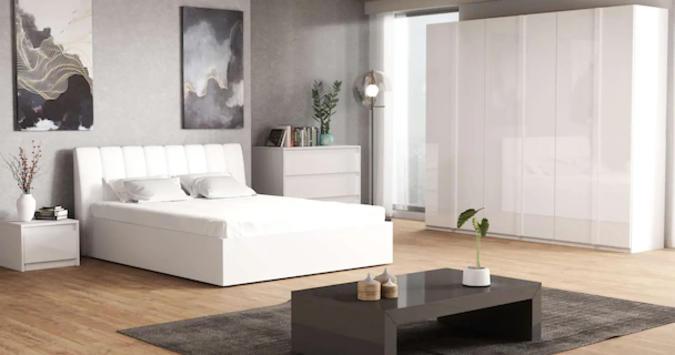 OTTO home Kleiderschrank »Kleiderschrank Maalissa mit Regalen und Kleiderstangen« Garderobe mit 6 Hochglanz-Drehtüren, BxTxH 270x59x237 cm