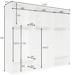 OTTO home Kleiderschrank »Kleiderschrank Maalissa mit Regalen und Kleiderstangen« Garderobe mit 6 Hochglanz-Drehtüren, BxTxH 270x59x237 cm